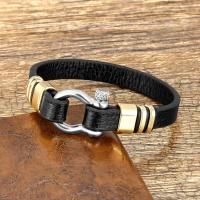 PU Leather Cord Bracelets 316 Stainless Steel with leather cord handmade fashion jewelry & Unisex nickel lead & cadmium free Length Approx 21 cm Sold By PC