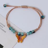 Fashion Create Wax Cord Bracelets, Tibetan Style, with Porcelain & Wax Cord, handmade, Length Adjustable & fashion jewelry & for woman, more colors for choice, nickel, lead & cadmium free, Length:Approx 13-23 cm, Sold By PC
