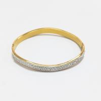 Stainless Steel Bangle 304 Stainless Steel plated fashion jewelry & for woman & with rhinestone golden 6mm Sold By PC