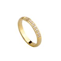 Titanium Steel Finger Ring & for woman & with rhinestone golden Sold By PC