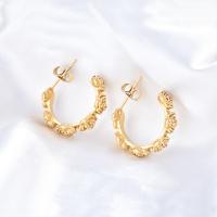 Titanium Steel  Earring 18K gold plated fashion jewelry & for woman golden 24.10mm Sold By Pair