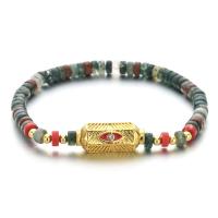 Gemstone Bracelets, Natural Stone, with Tibetan Style, gold color plated, Bohemian style & for woman & enamel & with rhinestone, more colors for choice, Length:Approx 17 cm, Sold By PC