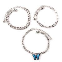 Zinc Alloy Bracelet with 7cm extender chain Butterfly plated three pieces & fashion jewelry & for woman & enamel nickel lead & cadmium free Length 22 cm Sold By Set