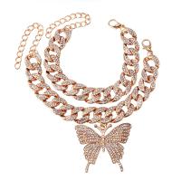 Zinc Alloy Bracelet with 5cm extender chain Butterfly plated 2 pieces & fashion jewelry & for woman & with rhinestone nickel lead & cadmium free Length 17 cm Sold By Set