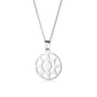 Stainless Steel Jewelry Necklace, 304 Stainless Steel, with 5CM extender chain, Sun, polished, fashion jewelry & Unisex & hollow, 14x21.60mm, Length:Approx 45 cm, Sold By PC
