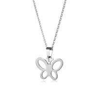 Stainless Steel Jewelry Necklace, 304 Stainless Steel, with 5CM extender chain, Butterfly, polished, fashion jewelry & for woman & hollow, 14.80x17.50mm, Length:Approx 45 cm, Sold By PC