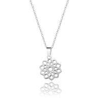 Stainless Steel Jewelry Necklace, 304 Stainless Steel, with 5CM extender chain, Flower, polished, fashion jewelry & for woman & hollow, 24.70x15.90mm, Length:Approx 45 cm, Sold By PC