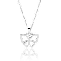 Stainless Steel Jewelry Necklace, 304 Stainless Steel, with 5CM extender chain, Butterfly, polished, fashion jewelry & for woman & hollow, 18.70x16.40mm, Length:Approx 45 cm, Sold By PC
