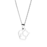 Edelstahl Schmuck Halskette, 304 Edelstahl, mit Verlängerungskettchen von 5CM, Katze, poliert, Modeschmuck & für Frau & hohl, Länge:ca. 45 cm, verkauft von PC