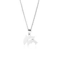 Stainless Steel Jewelry Necklace 304 Stainless Steel with 5CM extender chain Dolphin polished fashion jewelry & for woman & hollow Length Approx 45 cm Sold By PC