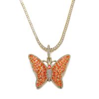 Tibetan Style Animal Pendants, Butterfly, gold color plated, fashion jewelry & micro pave cubic zirconia, more colors for choice, 62x50mm, Sold By PC