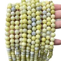 Perles en jade, jade de citron, Rond, poli, DIY & normes différentes pour le choix, Jaune, Vendu par Environ 14.56 pouce brin