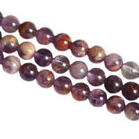Koraliki Biżuteria naturalny kwarc, Fioletowy + Phantom + kwarcowy, Koło, obyty, DIY & różnej wielkości do wyboru, fioletowy, sprzedawane na około 14.96 cal Strand