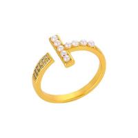Cubic Zirconia Micro Pave Brass Ring, Geometrical Pattern, real gold plated, micro pave cubic zirconia & for woman, golden, Inner Diameter:Approx 21.00mm, Sold By PC