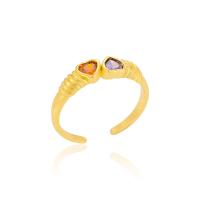 Cubique anneau en laiton Circonia Micro Pave, Plaqué d'or, pavé de micro zircon & pour femme, plus de couleurs à choisir, Diamètre intérieur:Environ 20.00mm, Vendu par PC