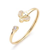 Brass Bracelet & Bangle Elephant real gold plated micro pave cubic zirconia & for woman gold Inner Approx 60.00mm Sold By PC