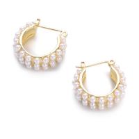 Brass Leverback Earring with Plastic Pearl real gold plated for woman gold Sold By Pair