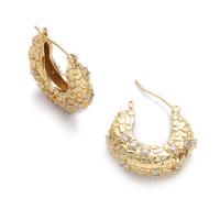 Brass Leverback Earring real gold plated micro pave cubic zirconia & for woman gold Sold By Pair