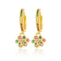 Cubic Zirconia Micro Pave Brass Earring real gold plated micro pave cubic zirconia & for woman gold Sold By Pair