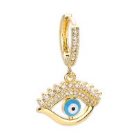 Evil Eye Earrings Brass 18K gold plated & micro pave cubic zirconia & for woman & enamel Sold By Pair