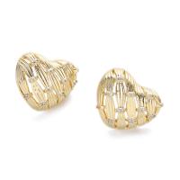 Cubic Zirconia Micro Pave Brass Earring, Heart, 18K gold plated, micro pave cubic zirconia & for woman, gold, 16x20mm, Sold By Pair