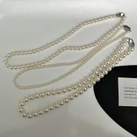 Plastic Pearl Sweater Necklace with Brass fashion jewelry & for woman white Length Approx 45 cm Sold By PC