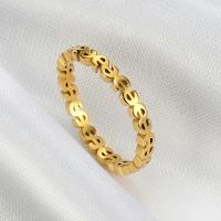 Пальцевидное Кольцо Титановой Стали, титан, ювелирные изделия моды & разный размер для выбора & Женский, Золотой, продается PC