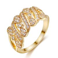 Cubic Zirconia Micro Pave Brass Ring, fashion jewelry & different size for choice & micro pave cubic zirconia & for woman, golden, nickel, lead & cadmium free, Sold By PC