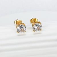 Cubic Zirconia Micro Pave Brass Earring fashion jewelry & micro pave cubic zirconia & for woman golden nickel lead & cadmium free Sold By Pair