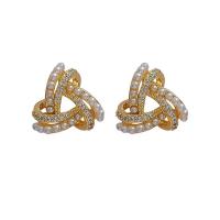 Brass Earring Clip with Seedbead fashion jewelry & micro pave cubic zirconia & for woman golden nickel lead & cadmium free Sold By Pair
