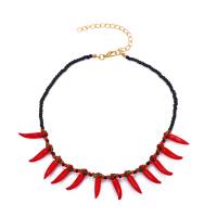 Collar de Aleación de Zinc, con Seedbead & Acrílico, con 7.5cm extender cadena, hecho a mano, Joyería & para mujer, multicolor, Vendido para 34 cm Sarta
