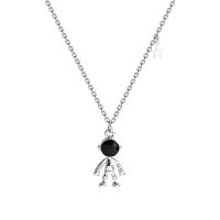 Brass Necklace, with 5cm extender chain, Astronaut, real silver plated, fashion jewelry & for woman & enamel, two different colored, 17x9mm, Length:43.5 cm, Sold By PC