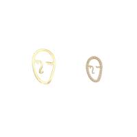 Latão Brinco, cobre, banhado a ouro genuino, joias de moda & micro pavimento em zircônia cúbica & para mulher, dourado, 21x14mm, vendido por par