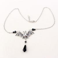 Zinc Alloy Jewelry Necklace with Quartz Bat silver color plated fashion jewelry & for woman two different colored Length 50-55 cm Sold By PC