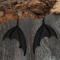 Tibetan Style Drop Earrings, Bat, plated, fashion jewelry & for woman, more colors for choice, 38x63mm, Sold By Pair