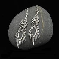 Tibetan Style Drop Earrings, silver color plated, fashion jewelry & for woman, silver color, 20x50mm, Sold By Pair