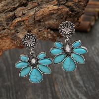 Zinc Alloy Drop Earrings with turquoise silver color plated fashion jewelry & for woman Sold By Pair