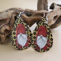 Zinc Alloy Drop Earrings PU Leather printing Christmas Design & fashion jewelry & for woman multi-colored Sold By Pair