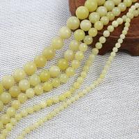 Jade Perlen, Zitronen Jade, rund, poliert, DIY & verschiedene Größen vorhanden, gelb, verkauft per ca. 38-40 cm Strang