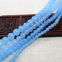 Natural Chalcedony Bead Round DIY sea blue Sold Per Approx 38-40 cm Strand