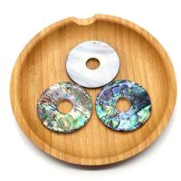Natural Abalone Shell Pendants, Donut, DIY & hollow, multi-colored, 50mm, Sold By PC