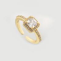 Krychlový Circonia Micro vydláždit mosazný prsten, Mosaz, vysoce kvalitní zlaté barvy á, módní šperky & micro vydláždit kubické zirkony, nikl, olovo a kadmium zdarma, 22x8x4mm, Prodáno By PC