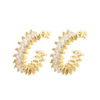 Goujon Laiton, couleur de haute qualité d'or plaqué, bijoux de mode & pavé de micro zircon & pour femme, plus de couleurs à choisir, protéger l'environnement, sans nickel, plomb et cadmium, 22x5x4mm, Vendu par paire