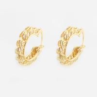 Laiton Leverback boucle d'oreille, couleur de haute qualité d'or plaqué, bijoux de mode & pour femme & creux, protéger l'environnement, sans nickel, plomb et cadmium, 29x24x5mm, Vendu par paire