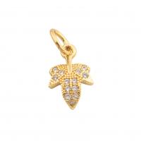 Cubic Zirconia Micro Pave Brass Pendant Leaf high quality plated DIY & micro pave cubic zirconia nickel lead & cadmium free Sold By PC