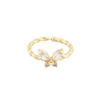 Cubic Zirconia Micro Pave Brass Ring Butterfly high quality gold color plated fashion jewelry & micro pave cubic zirconia & for woman nickel lead & cadmium free Sold By PC