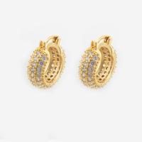 Cubic Zirconia Micro Pave Brass Earring, high quality gold color plated, fashion jewelry & micro pave cubic zirconia & for woman, nickel, lead & cadmium free, 21x19x3.5mm, Sold By Pair