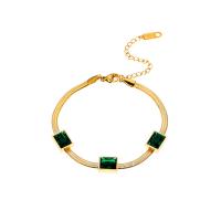 Bijoux bracelet en acier inoxydable, Acier inoxydable 304, avec 1.97inch chaînes de rallonge, Placage, bijoux de mode & unisexe & pavé de micro zircon, doré, Vendu par Environ 7.09 pouce brin