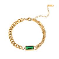 Bijoux bracelet en acier inoxydable, Acier inoxydable 304, avec 2.36inch chaînes de rallonge, Placage, bijoux de mode & unisexe & pavé de micro zircon, doré, Vendu par Environ 6.69 pouce brin