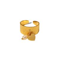 Anel de dedo de aço inoxidável, Aço inoxidável 304, with Concha de resina, 18K banhado a ouro, joias de moda & para mulher, dourado, vendido por PC